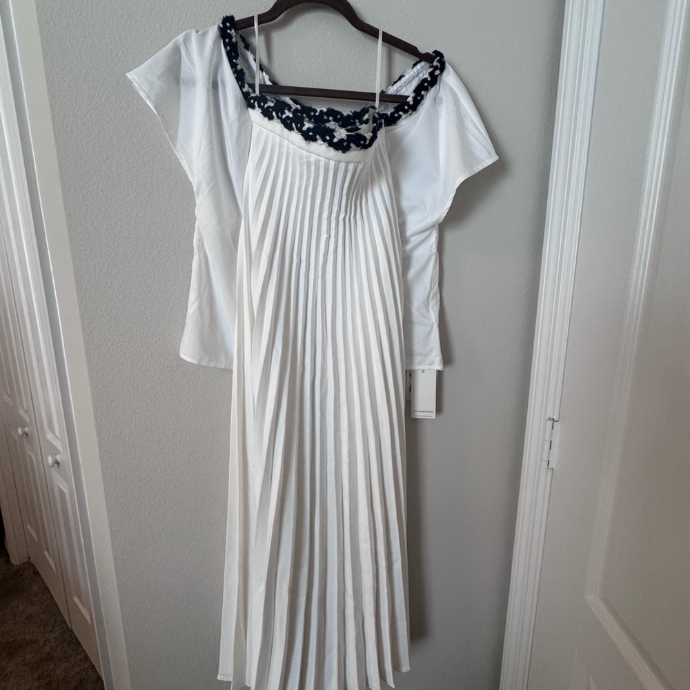 Elegant White Dress with Black Accents